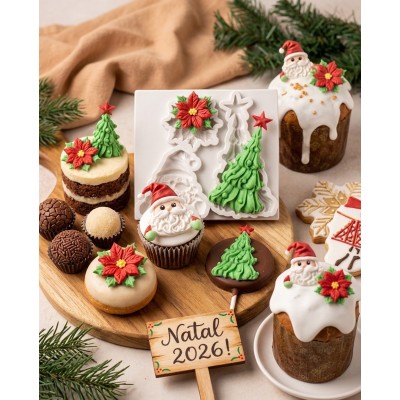 Molde de Silicone Trio Natalino Encantado 2467 Confeitaria e Biscuit
