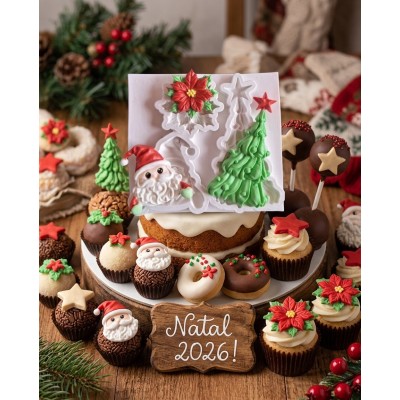 Molde de Silicone Trio Natalino Encantado 2467 Confeitaria e Biscuit