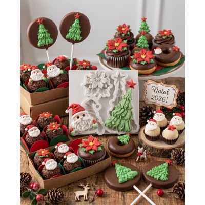 Molde de Silicone Trio Natalino Encantado 2467 Confeitaria e Biscuit