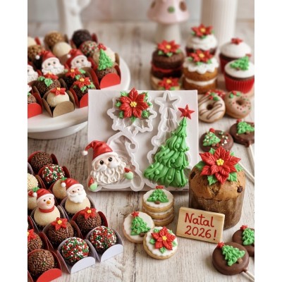 Molde de Silicone Trio Natalino Encantado 2467 Confeitaria e Biscuit