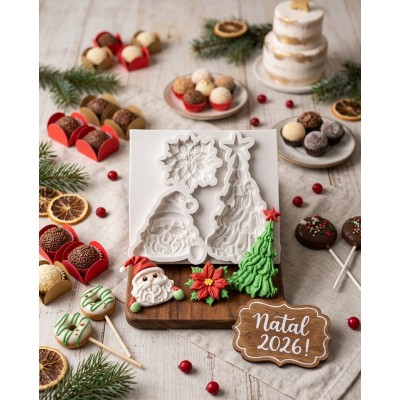 Molde de Silicone Trio Natalino Encantado 2467 Confeitaria e Biscuit