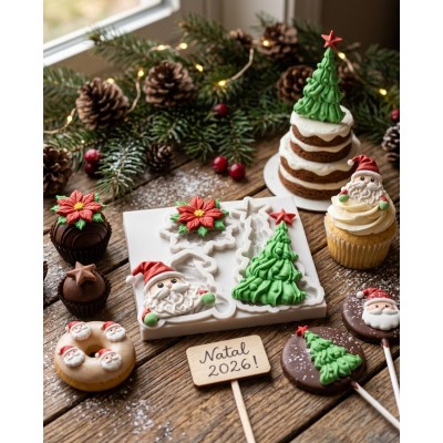 Molde de Silicone Trio Natalino Encantado 2467 Confeitaria e Biscuit