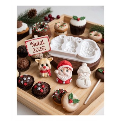 Molde de Silicone Confeitaria Biscuit Trio Natalino 2331