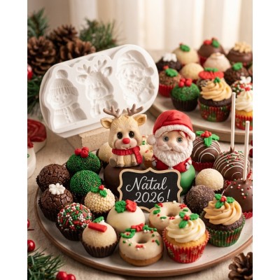 Molde de Silicone Confeitaria Biscuit Trio Natalino 2331
