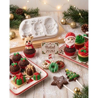 Molde de Silicone Confeitaria Biscuit Trio Natalino 2331