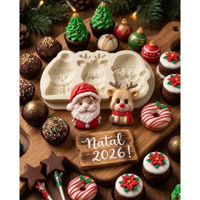 Molde de Silicone Confeitaria Biscuit Trio Natalino 2331