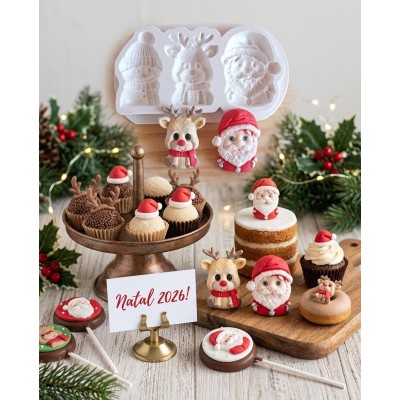 Molde de Silicone Confeitaria Biscuit Trio Natalino 2331