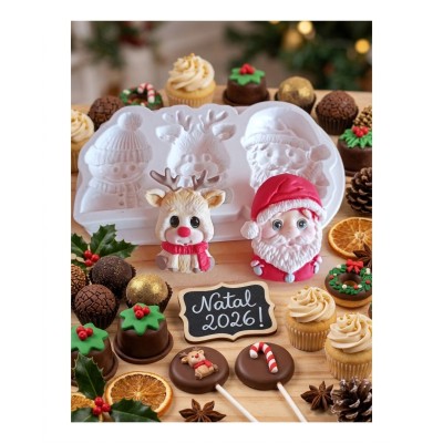 Molde de Silicone Confeitaria Biscuit Trio Natalino 2331