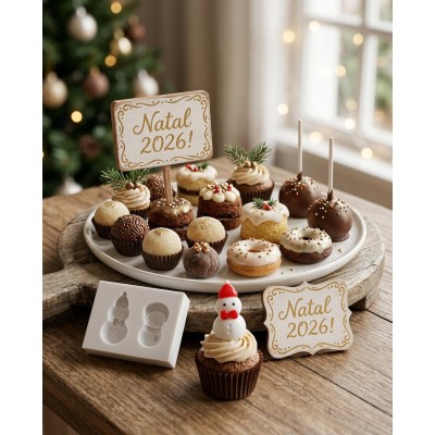 Molde de Silicone Confeitaria Dois Bonecos de Neve Natal 2301