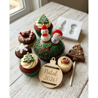 Molde de Silicone Confeitaria Dois Bonecos de Neve Natal 2301