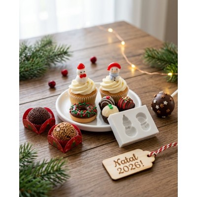 Molde de Silicone Confeitaria Dois Bonecos de Neve Natal 2301