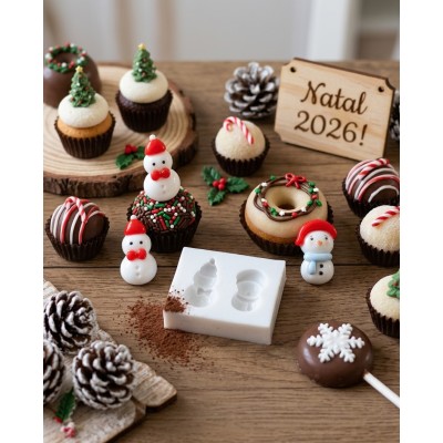 Molde de Silicone Confeitaria Dois Bonecos de Neve Natal 2301