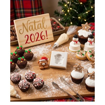 Molde de Silicone Confeitaria Carinha Urso com Gorro Noel 2300