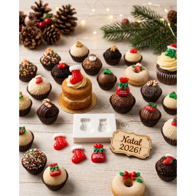 Molde de Silicone Confeitaria Meia e Saco Noel Miniatura Natal 2298