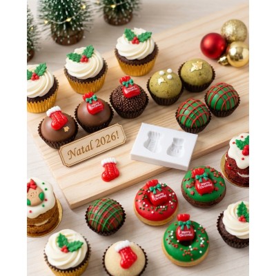 Molde de Silicone Confeitaria Meia e Saco Noel Miniatura Natal 2298