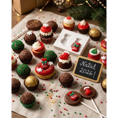 Molde de Silicone Confeitaria Meia e Saco Noel Miniatura Natal 2298