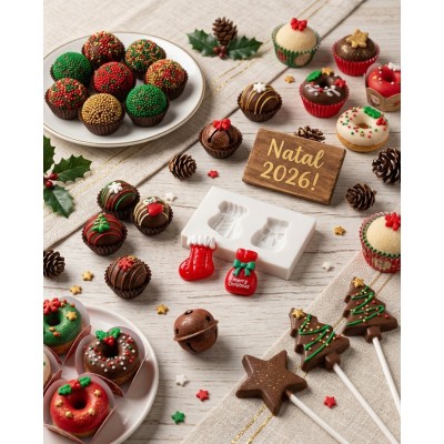 Molde de Silicone Confeitaria Meia e Saco Noel Miniatura Natal 2298