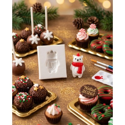 Molde de Silicone Confeitaria Urso Polar Miniatura Natal 2297