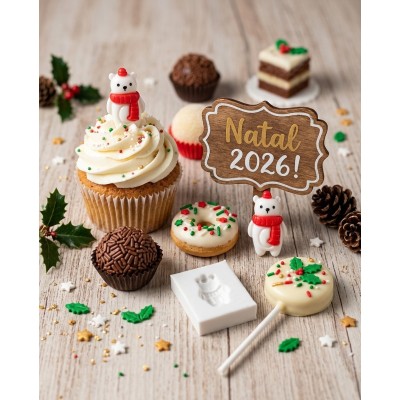 Molde de Silicone Confeitaria Urso Polar Miniatura Natal 2297