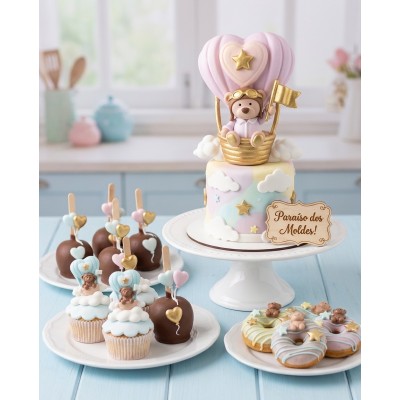 Molde de Silicone Urso no Balão Grande 2626 Confeitaria Biscuit