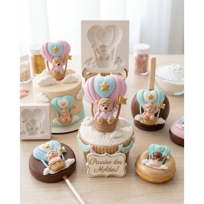 Molde de Silicone Urso no Balão Grande 2626 Confeitaria Biscuit