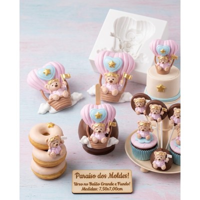 Molde de Silicone Urso no Balão Grande 2626 Confeitaria Biscuit
