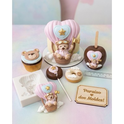 Molde de Silicone Urso no Balão Grande 2626 Confeitaria Biscuit