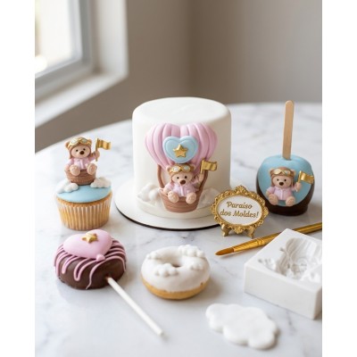 Molde de Silicone Urso no Balão Grande 2626 Confeitaria Biscuit