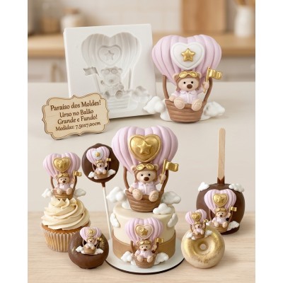Molde de Silicone Urso no Balão Grande 2626 Confeitaria Biscuit