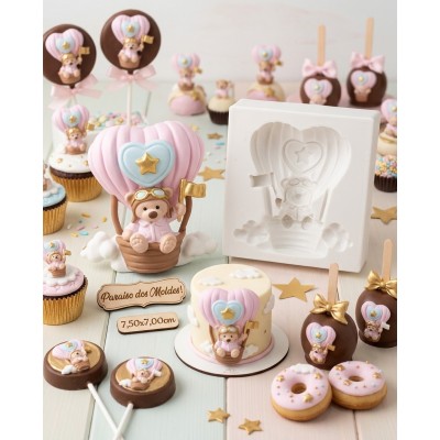 Molde de Silicone Urso no Balão Grande 2626 Confeitaria Biscuit