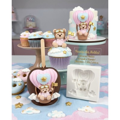 Molde de Silicone Urso no Balão Grande 2626 Confeitaria Biscuit