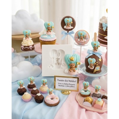 Molde de Silicone Urso no Balão Pequeno 2628 Confeitaria Biscuit