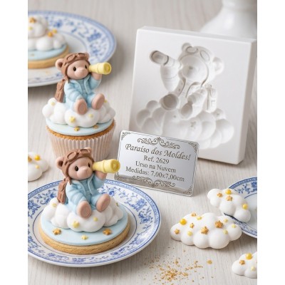 Molde de Silicone Urso na Nuvem Grande 2629 Confeitaria Biscuit