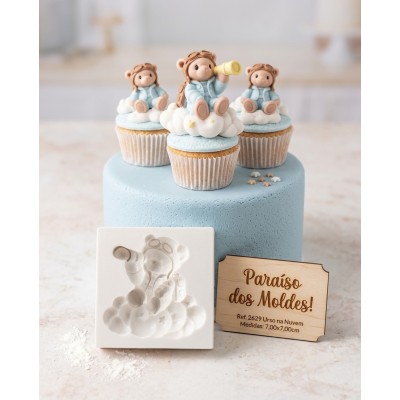 Molde de Silicone Urso na Nuvem Grande 2629 Confeitaria Biscuit