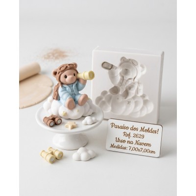 Molde de Silicone Urso na Nuvem Grande 2629 Confeitaria Biscuit