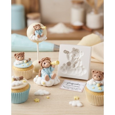 Molde de Silicone Urso na Nuvem Grande 2629 Confeitaria Biscuit