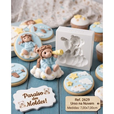 Molde de Silicone Urso na Nuvem Grande 2629 Confeitaria Biscuit