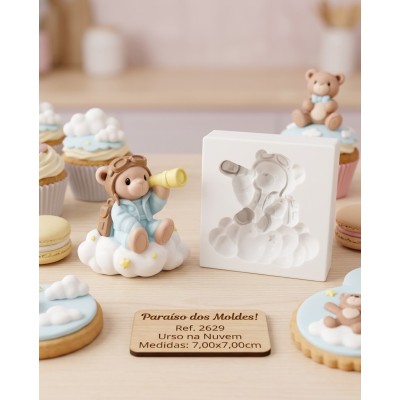 Molde de Silicone Urso na Nuvem Grande 2629 Confeitaria Biscuit
