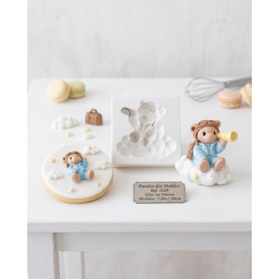Molde de Silicone Urso na Nuvem Grande 2629 Confeitaria Biscuit