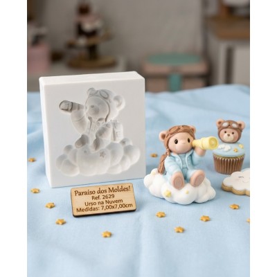 Molde de Silicone Urso na Nuvem Grande 2629 Confeitaria Biscuit