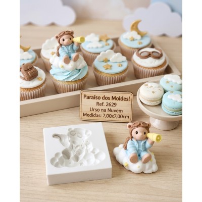 Molde de Silicone Urso na Nuvem Grande 2629 Confeitaria Biscuit