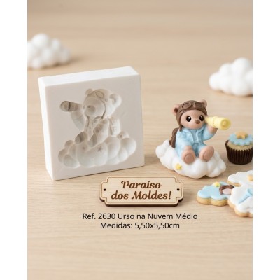 Molde de Silicone Urso na Nuvem Médio 2630 Confeitaria Biscuit