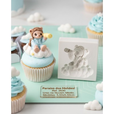 Molde de Silicone Urso na Nuvem Médio 2630 Confeitaria Biscuit