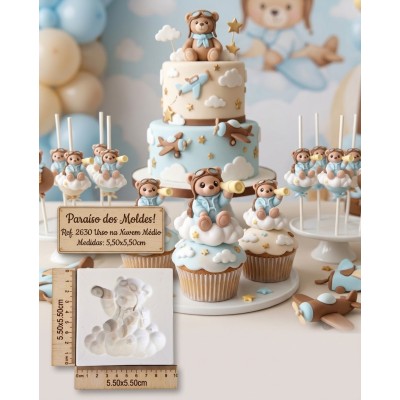 Molde de Silicone Urso na Nuvem Médio 2630 Confeitaria Biscuit