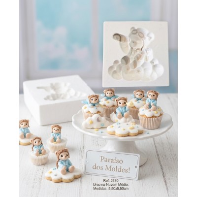 Molde de Silicone Urso na Nuvem Médio 2630 Confeitaria Biscuit