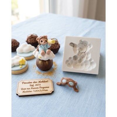 Molde de Silicone Urso na Nuvem Pequeno 2631 Confeitaria Biscuit