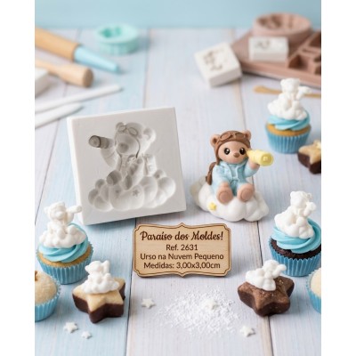 Molde de Silicone Urso na Nuvem Pequeno 2631 Confeitaria Biscuit