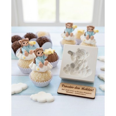 Molde de Silicone Urso na Nuvem Pequeno 2631 Confeitaria Biscuit
