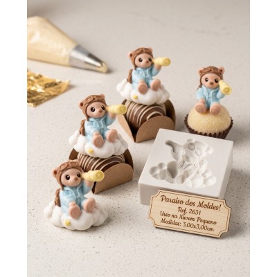 Molde de Silicone Urso na Nuvem Pequeno 2631 Confeitaria Biscuit
