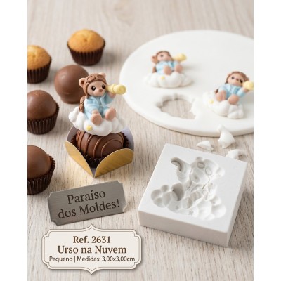 Molde de Silicone Urso na Nuvem Pequeno 2631 Confeitaria Biscuit
